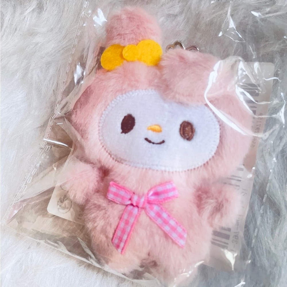 My Melody Fluffy Pink Plush Keychain